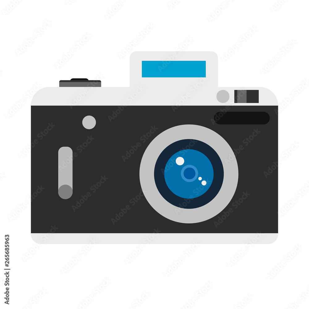 Photo camera front view photography sign. Flat vector device icon Photo camera front view photography sign. Flat vector device icon