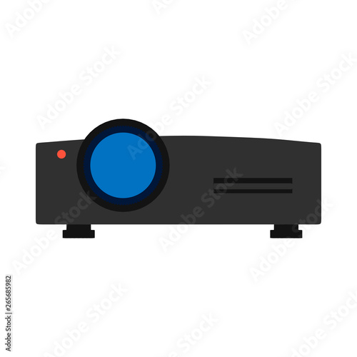 Video projector digital conference technology entertainment. Flat vector icon