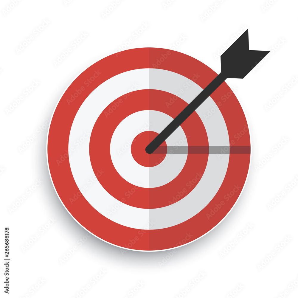 Arrow hitting target. Flat design vector illustration. Arrow hitting target. Flat design vector illustration.