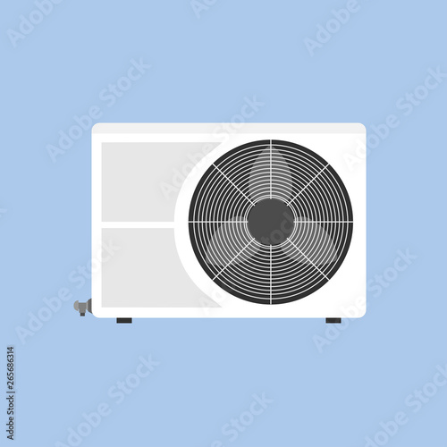 Condition unit technology air vent compressor isolated on white flat icon