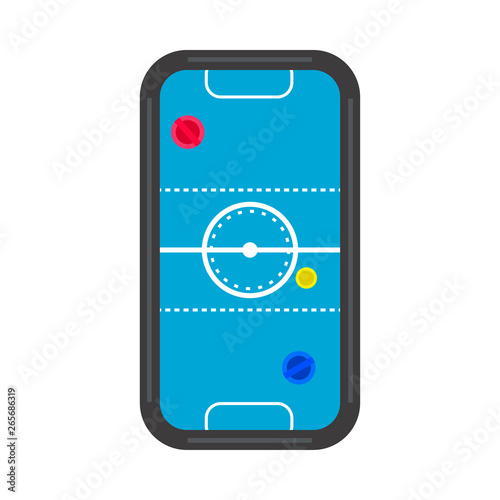 Air hockey table top view competition equipment recreation game. Flat icon vector isolated white