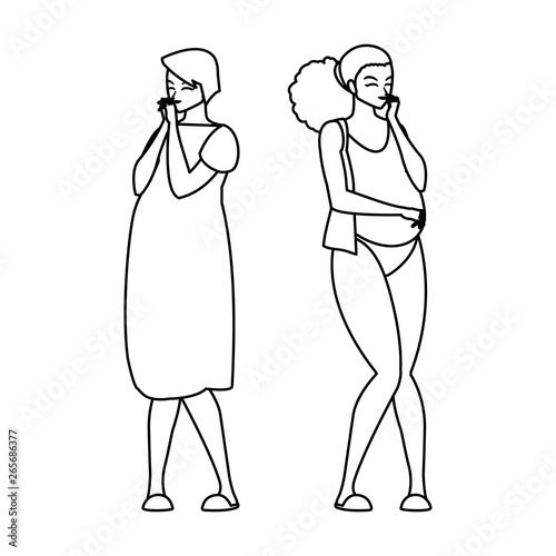 couple of beautiful pregnancy women characters