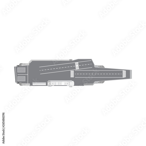 Aircraft carrier isolated white navy ship marine transport flat icon top view