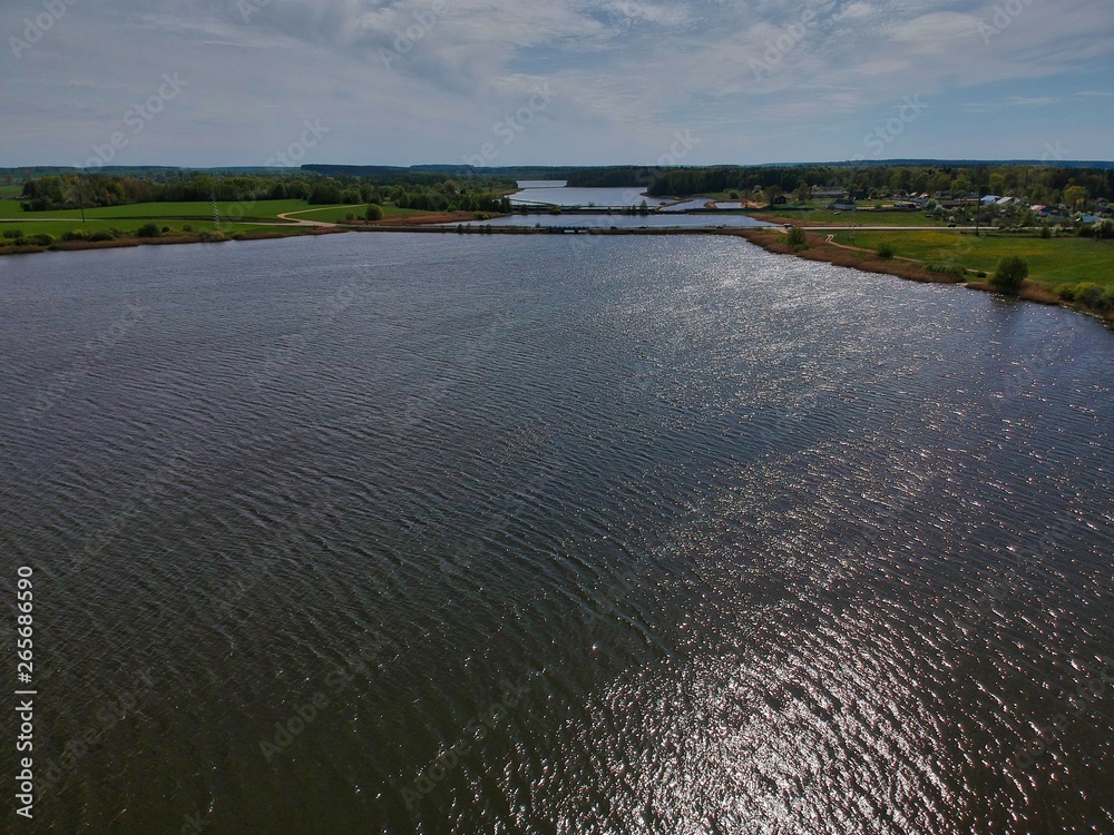 landscape with river in Minsk Region of Belarus