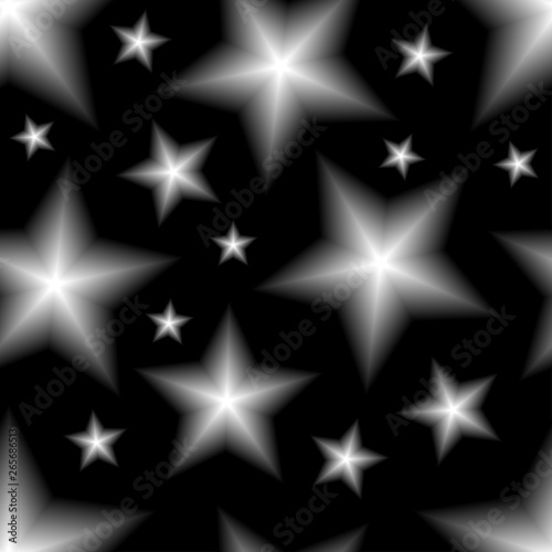 Fototapeta Naklejka Na Ścianę i Meble -  White stars on a black background. Vector drawing. Seamless pattern. Isolated object. texture.