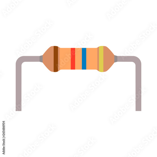 Resistor small flat vector parts components electronic circuit. Microchip computer server icon view