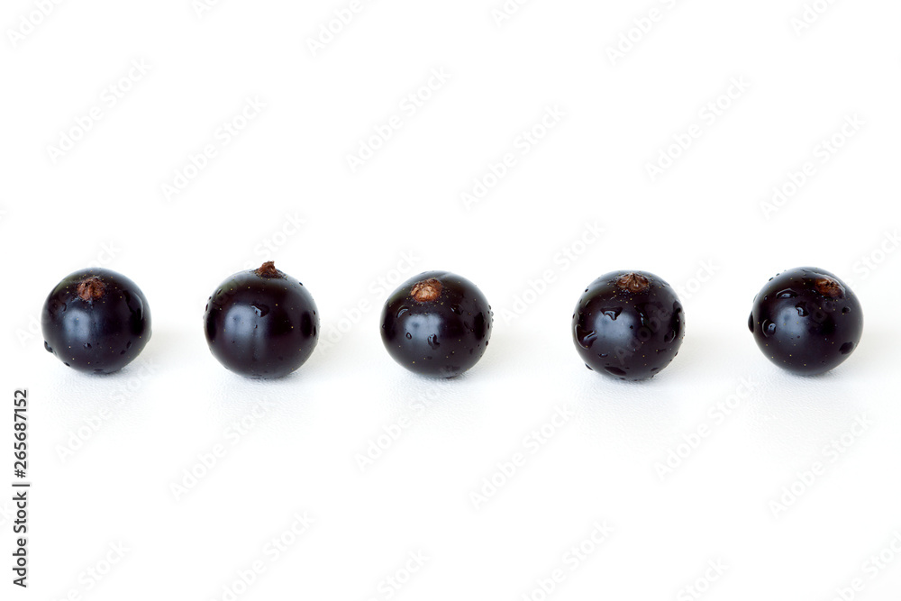 berries of black currant on white background, close up berries of black currant on white background, close up