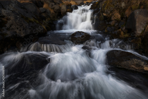 Bjarnarfoss waterfall in autumn, north europe, iceland