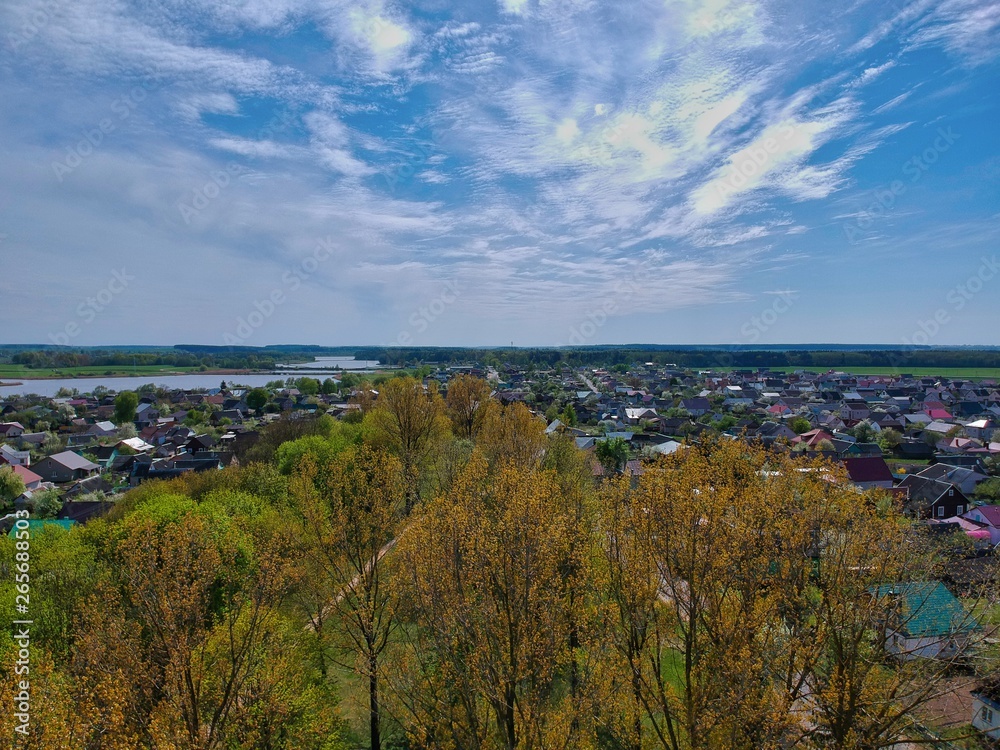Aerial view of a village in Minsk Region of Belarus