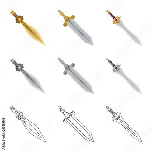 Isolated object of game  and armor  sign. Set of game  and blade  vector icon for stock.