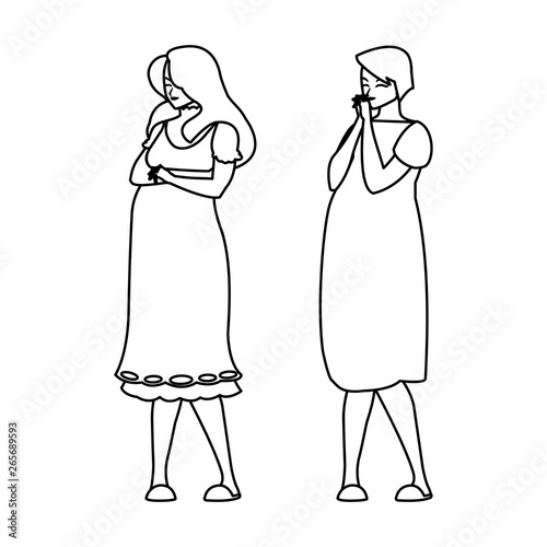 couple of beautiful pregnancy women characters