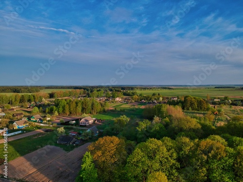 Aerial view of countryside in Belarus 