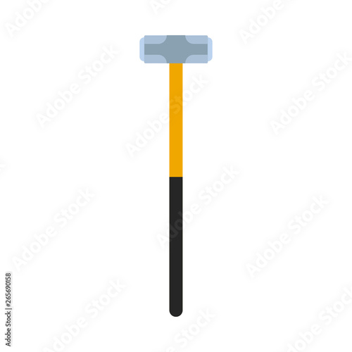 Sledgehammer industry repair symbol flat vector icon. Power hand professional tool ironwork forge.