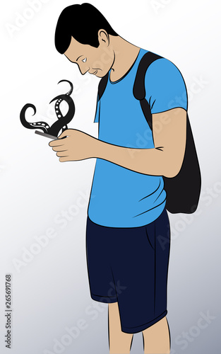 Monster on phone.