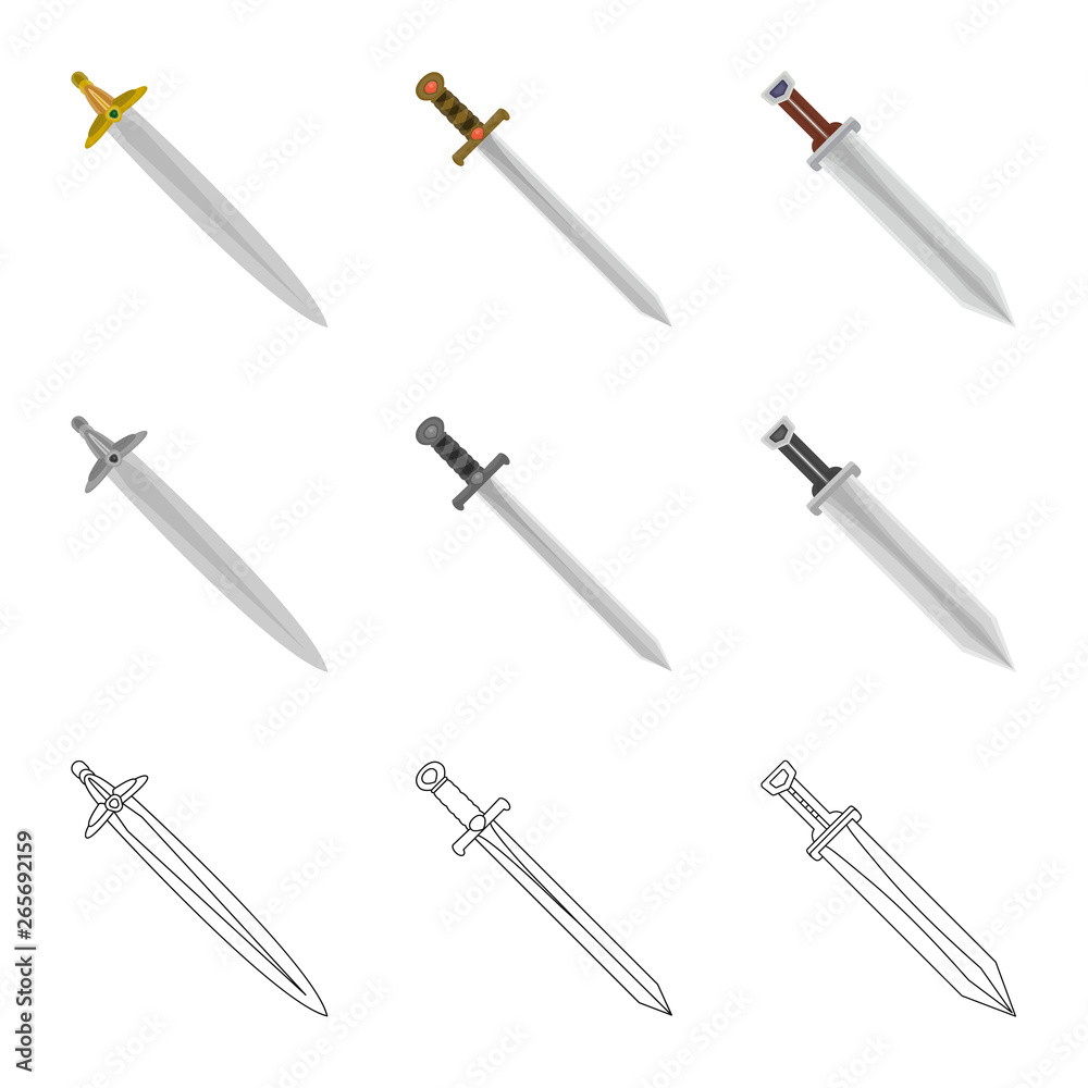 Vector design of game  and armor  sign. Set of game  and blade  stock vector illustration.
