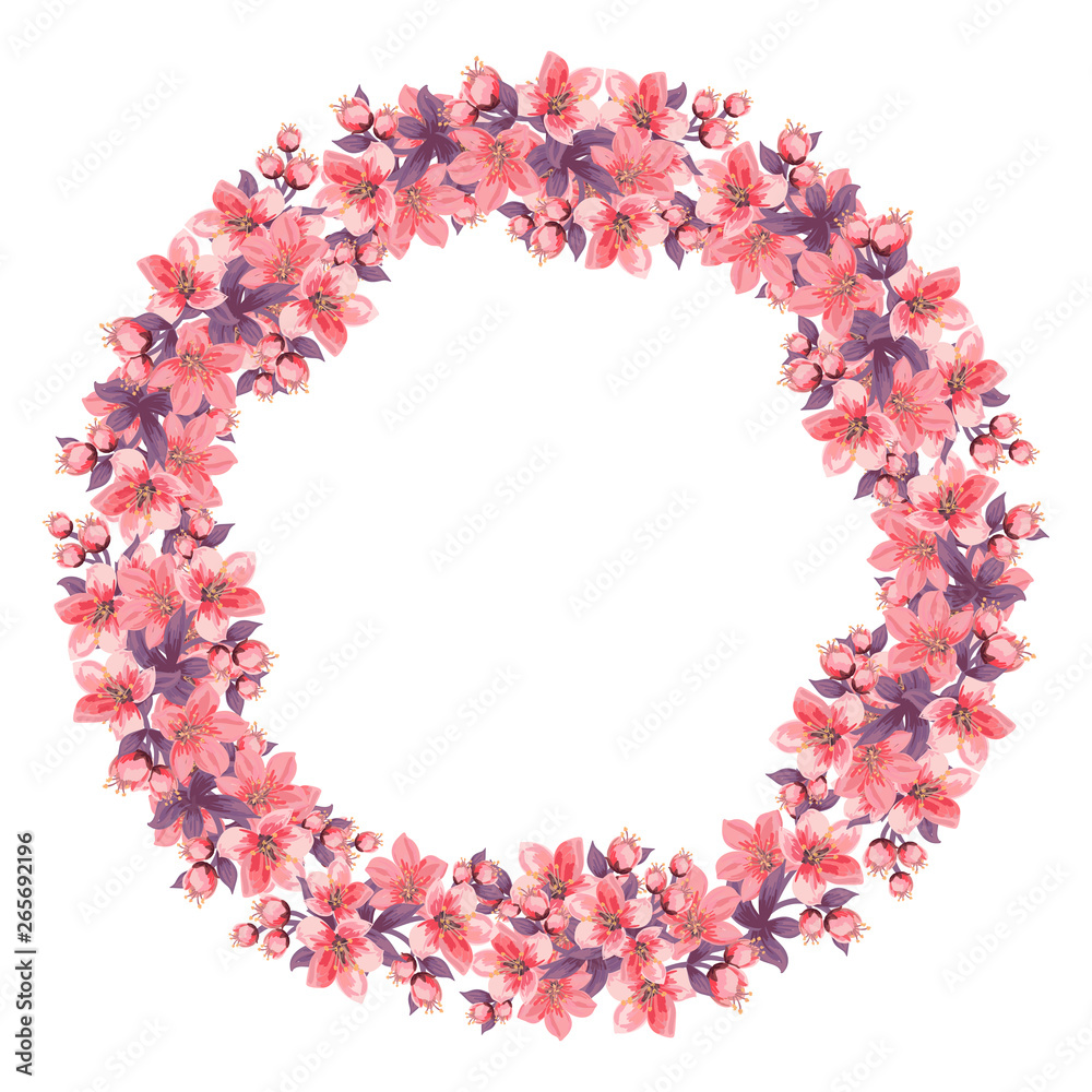 Floral wreath for design of wedding invitations, greetings, business card, decoration floral shops, packaging, shop windows, signboards.Eps10