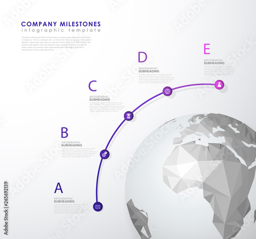 Infographic mind map vector template with polygonal world map and place for your comments.