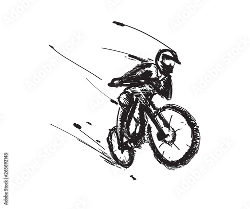 Jumping MBT biker vector illustration.