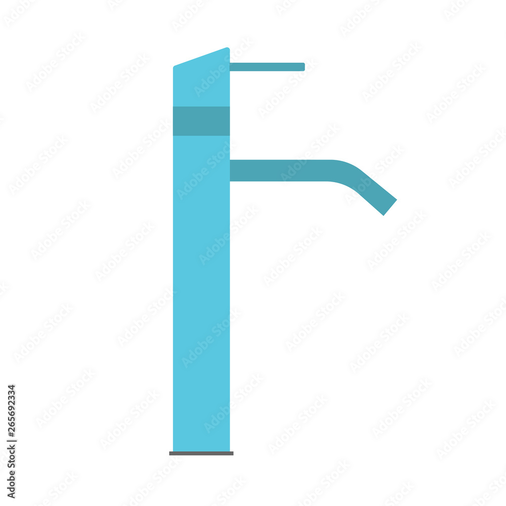 Faucet side view symbol equipment water tap vector icon. Household blue bathroom sink pipe isolated illustration Faucet side view symbol equipment water tap vector icon. Household blue bathroom sink pipe isolated illustration