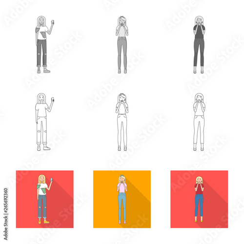 Vector illustration of posture and mood sign. Collection of posture and female vector icon for stock.