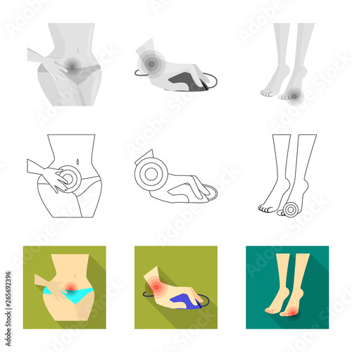 Vector design of hospital and rendering sign. Set of hospital and help stock symbol for web.