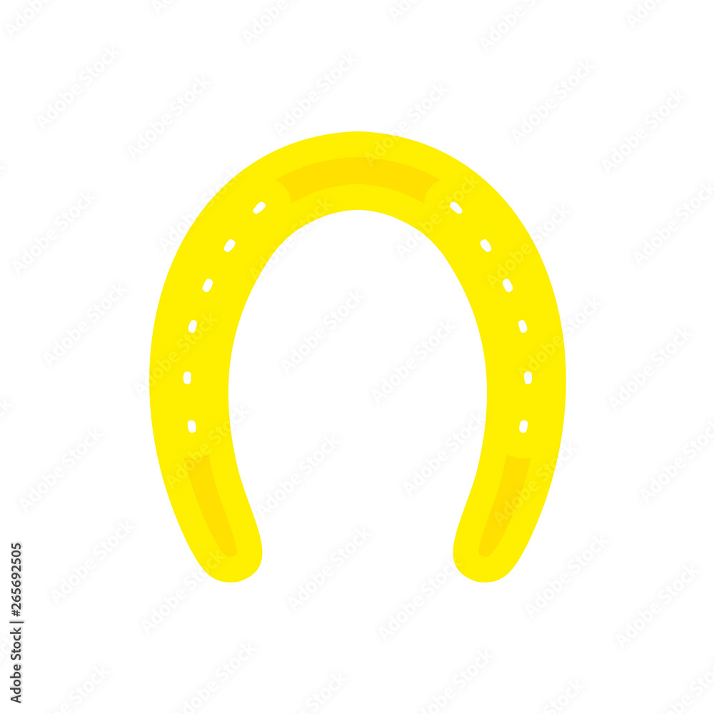 Gold horseshoe element object decoration flat metal equipment vector icon. Luck shape fortune success silhouette