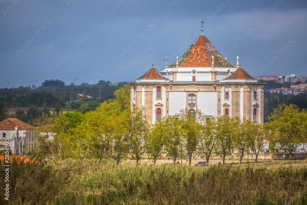 Full panoramic view of the classic baroque building, Lord Jesus da Pedra Sanctuary, Catholic religious building in Obidos, Portugal Full panoramic view of the classic baroque building, Lord Jesus da Pedra Sanctuary, Catholic religious building in Obidos, Portugal