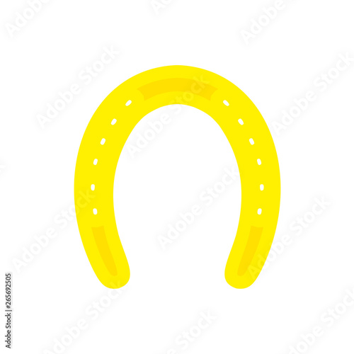 Gold horseshoe element object decoration flat metal equipment vector icon. Luck shape fortune success silhouette