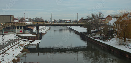 View on Begej river in Zrenjanin, Serbia during winter time
