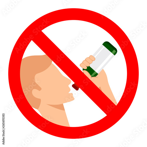 Man drinking alcohol from the bottle. Simple flat design vector illustration.