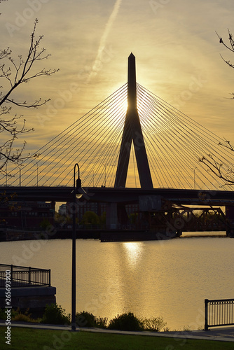 Zakim Bridge at Sunrise in Boston  Massachusetts