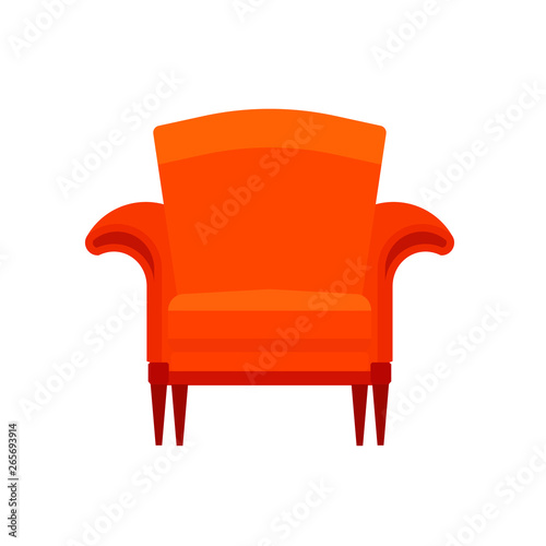 Retro armchair symbol concept classic comfortable element vector icon. Simple relax empty brown furniture interior