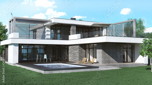 3d rendering of private  modern house 1 © Valentina
