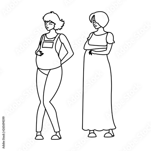couple of beautiful pregnancy women characters