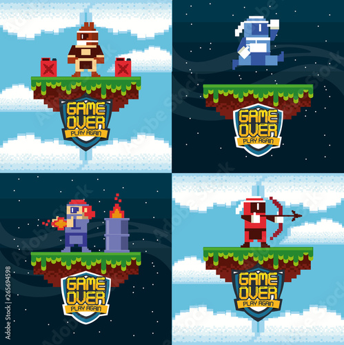 Retro videogame  arcade adventure card set