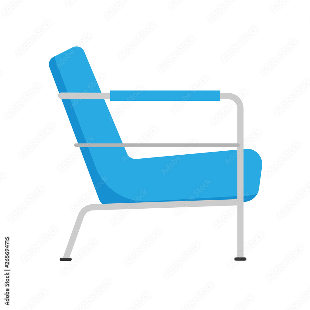 Armchair side view furniture vector icon illustration isolated. Modern interior comfortable home seat relax flat element Armchair side view furniture vector icon illustration isolated. Modern interior comfortable home seat relax flat element
