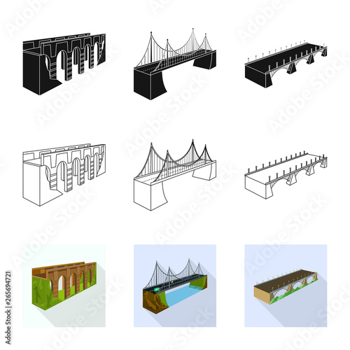 Vector design of connection and design sign. Collection of connection and side stock vector illustration.