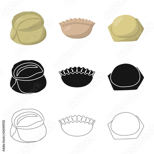 Vector design of products  and cooking sign. Collection of products  and appetizer stock symbol for web.