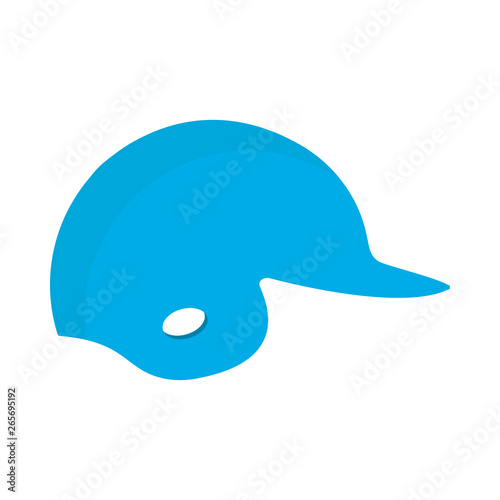 Baseball helmet blue side view symbol uniform play competition man. Vector sport head icon equipment club