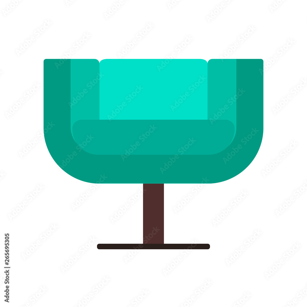 Armchair front view furniture vector icon illustration isolated. Modern interior comfortable home seat relax flat element Armchair front view furniture vector icon illustration isolated. Modern interior comfortable home seat relax flat element