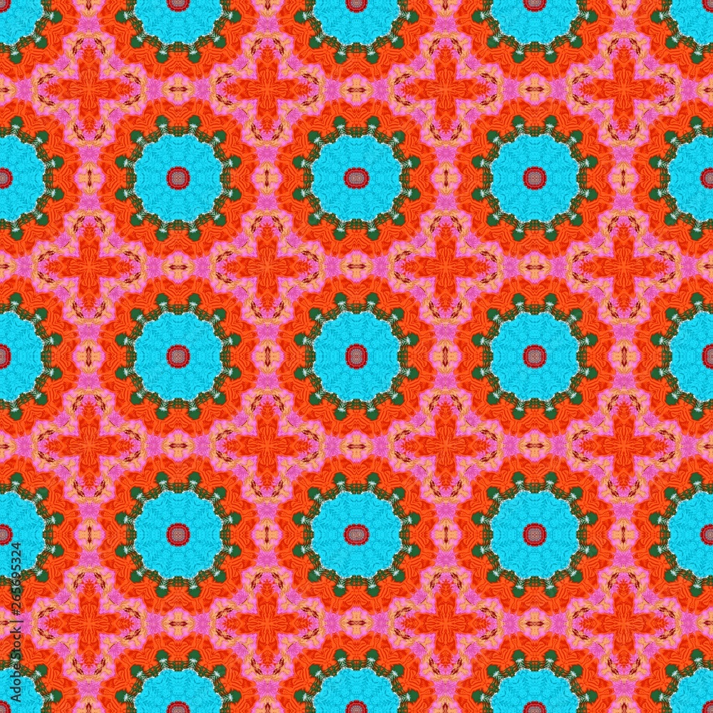 light sea green, orange red and hot pink color pattern. abstract vintage decoration. graphic element for banner, cards, poster or creative fasion design
