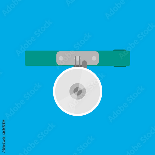 Head mirror medical vector icon hospital sign. Doctor clinic element flat equipment. Diagnostic surgery frontal instrument tool