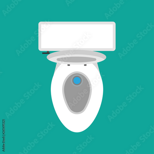 Toilet top view vector icon bathroom interior. WC domestic house equipment ceramic. Public white restroom