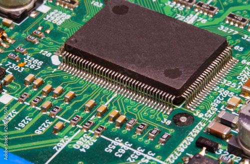 Electronic board wallpaper, Motherboard digital chip. Tech science background.