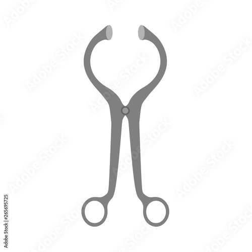 Straight clamp surgical metal instrument health vector icon. Service equipment clinical illustration medical