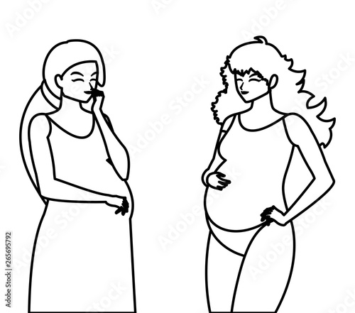 couple of beautiful pregnancy women characters