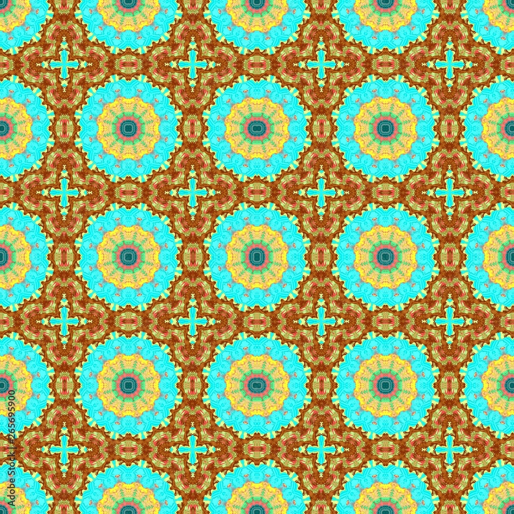 dark khaki, bright turquoise and burly wood color pattern. abstract vintage decoration. graphic element for banner, cards, poster or creative fasion design