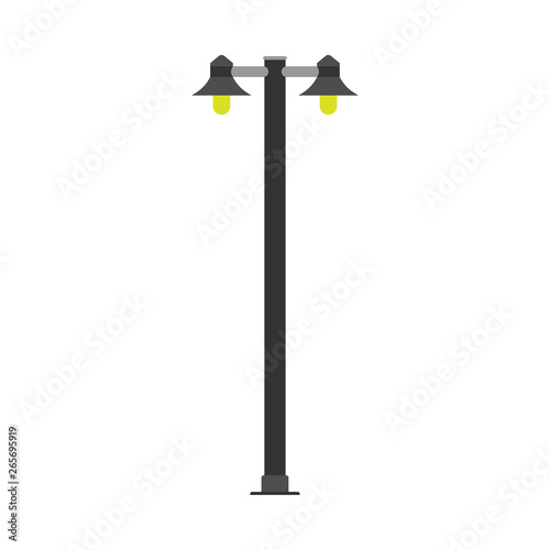 Lamp post street architecture power light vector icon. Pole energy illumination equipment city lantern. Urban vertical pillar