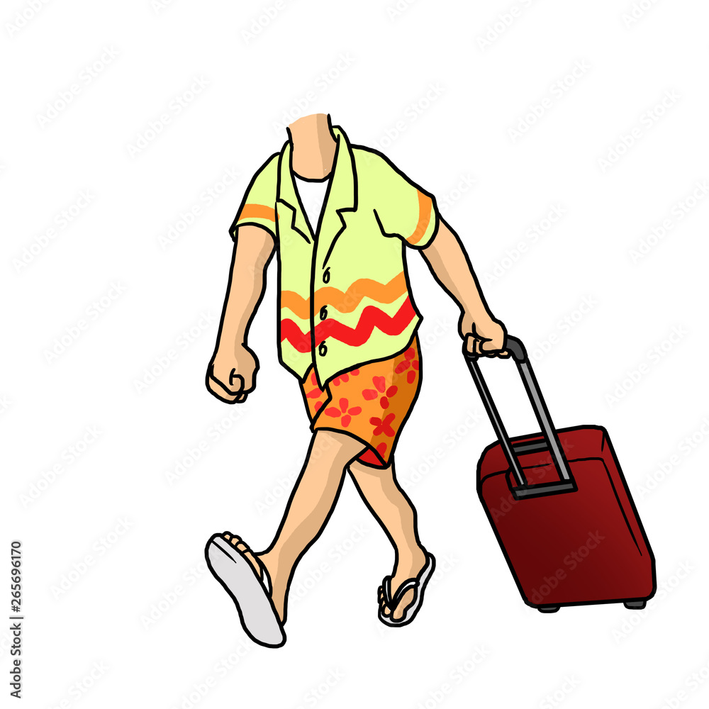 cartoon traveling man pulling a suitcase and wearing slippers cartoon traveling man pulling a suitcase and wearing slippers
