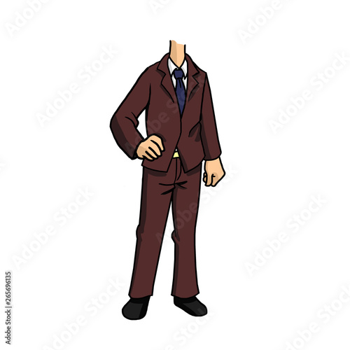 cartoon business man wearing a brown suit